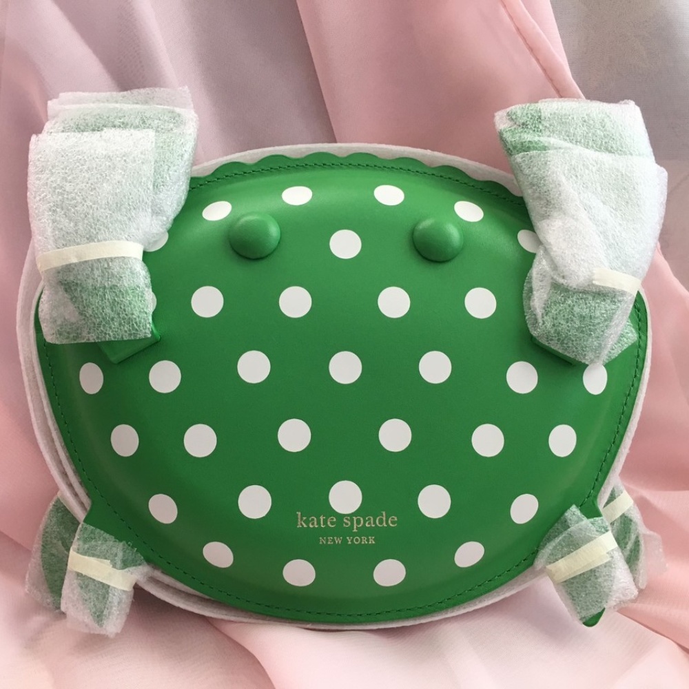 NWT Kate Spade Shelly Crab Novelty Crossbody Green White Polka Dots
